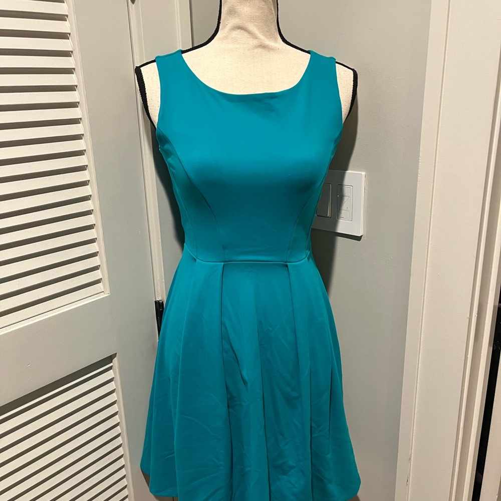 Susana Monaco Teal Sleeveless Fit-and-Flare Mini Dress